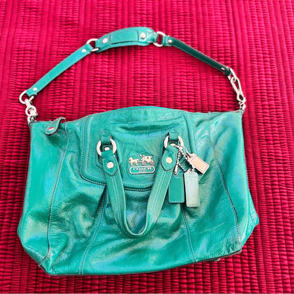 Rare Coach Ashley Jade patent leather satchel